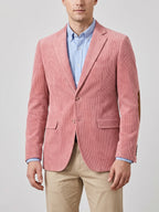 Men's corduroy blazer with elbow patches – Pink front view – Edward & Lawsen