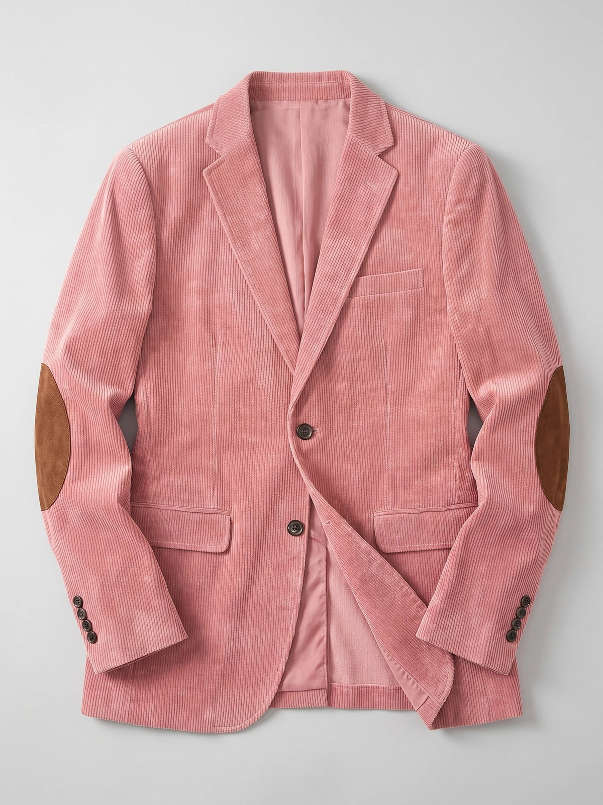 Men's corduroy blazer with elbow patches – Pink full view – Edward & Lawsen