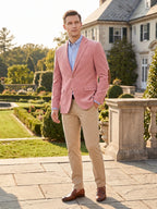 Men's corduroy blazer with elbow patches – Pink lifestyle view – Edward & Lawsen