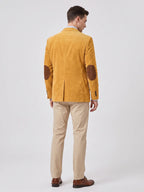Men's corduroy blazer with elbow patches – Yellow back view – Edward & Lawsen