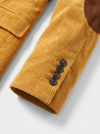Men's corduroy blazer with elbow patches – Yellow detail view – Edward & Lawsen