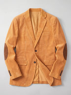 Men's corduroy blazer with elbow patches – Yellow full view – Edward & Lawsen