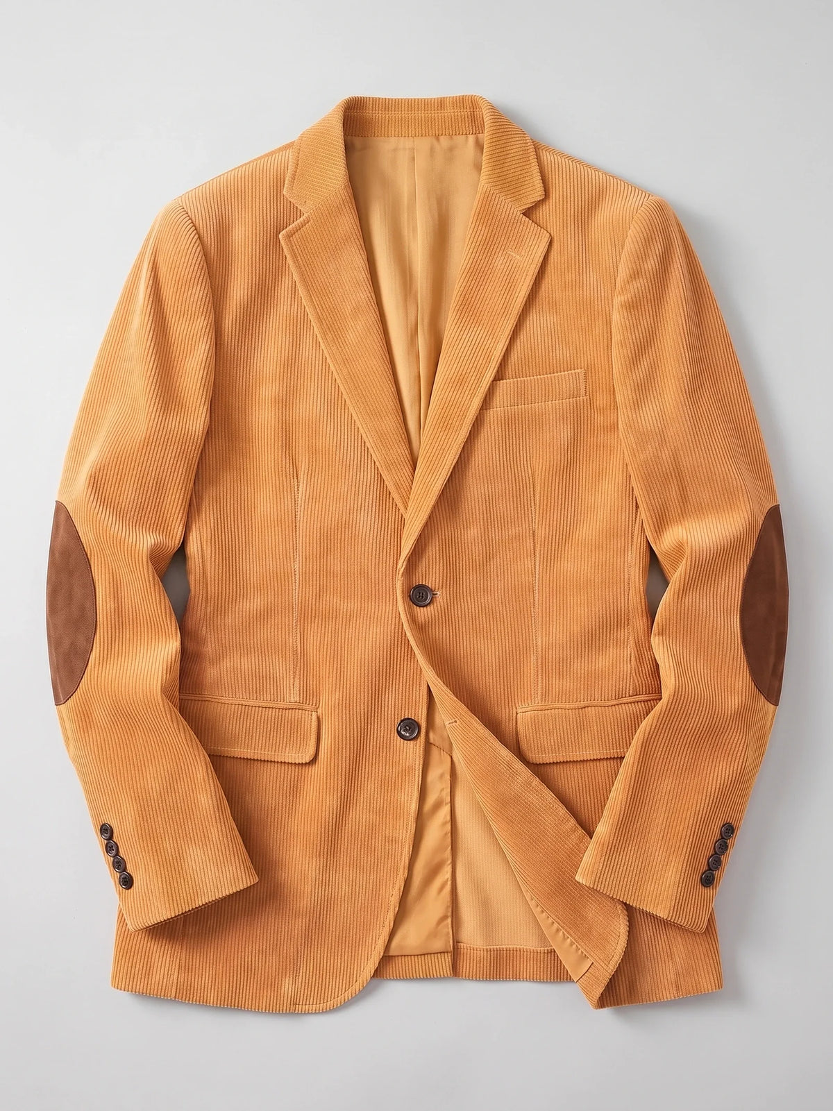Men's corduroy blazer with elbow patches – Yellow full view – Edward & Lawsen