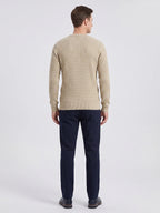 Men's solid color crewneck sweater – Beige back view – Edward & Lawsen