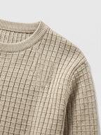 Men's solid color crewneck sweater – Beige detail view – Edward & Lawsen