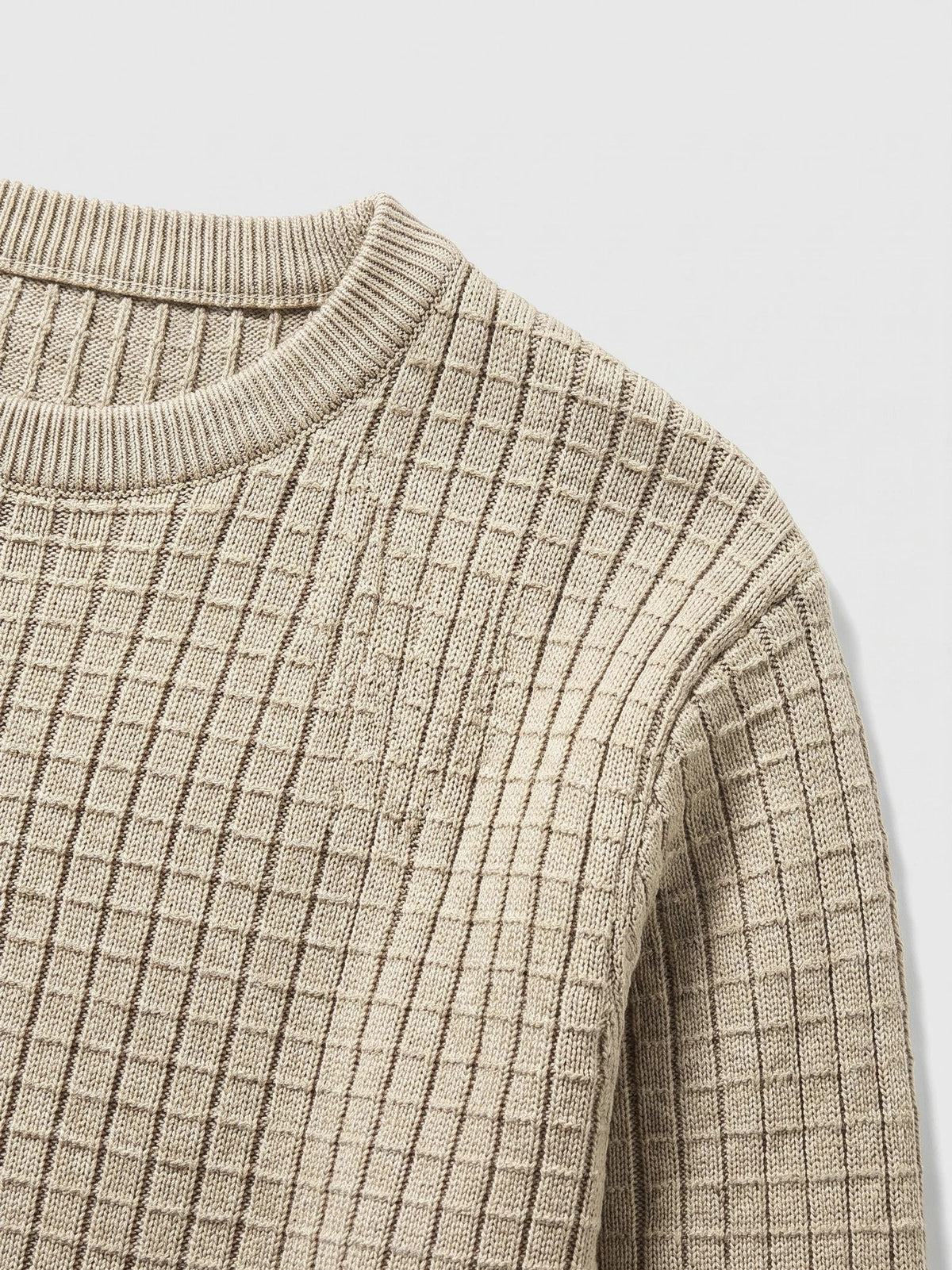 Men's solid color crewneck sweater – Beige detail view – Edward & Lawsen