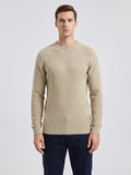 Men's solid color crewneck sweater – Beige front view – Edward & Lawsen