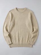 Men's solid color crewneck sweater – Beige full view – Edward & Lawsen