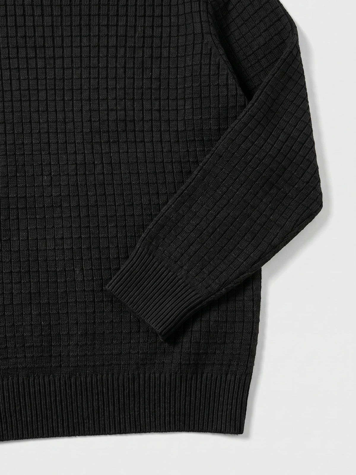 Men's solid color crewneck sweater – Black detail view – Edward & Lawsen