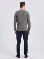 Men's solid color crewneck sweater – Gray back view – Edward & Lawsen
