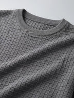 Men's solid color crewneck sweater – Gray detail view – Edward & Lawsen