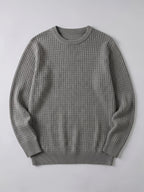 Men's solid color crewneck sweater – Gray full view – Edward & Lawsen