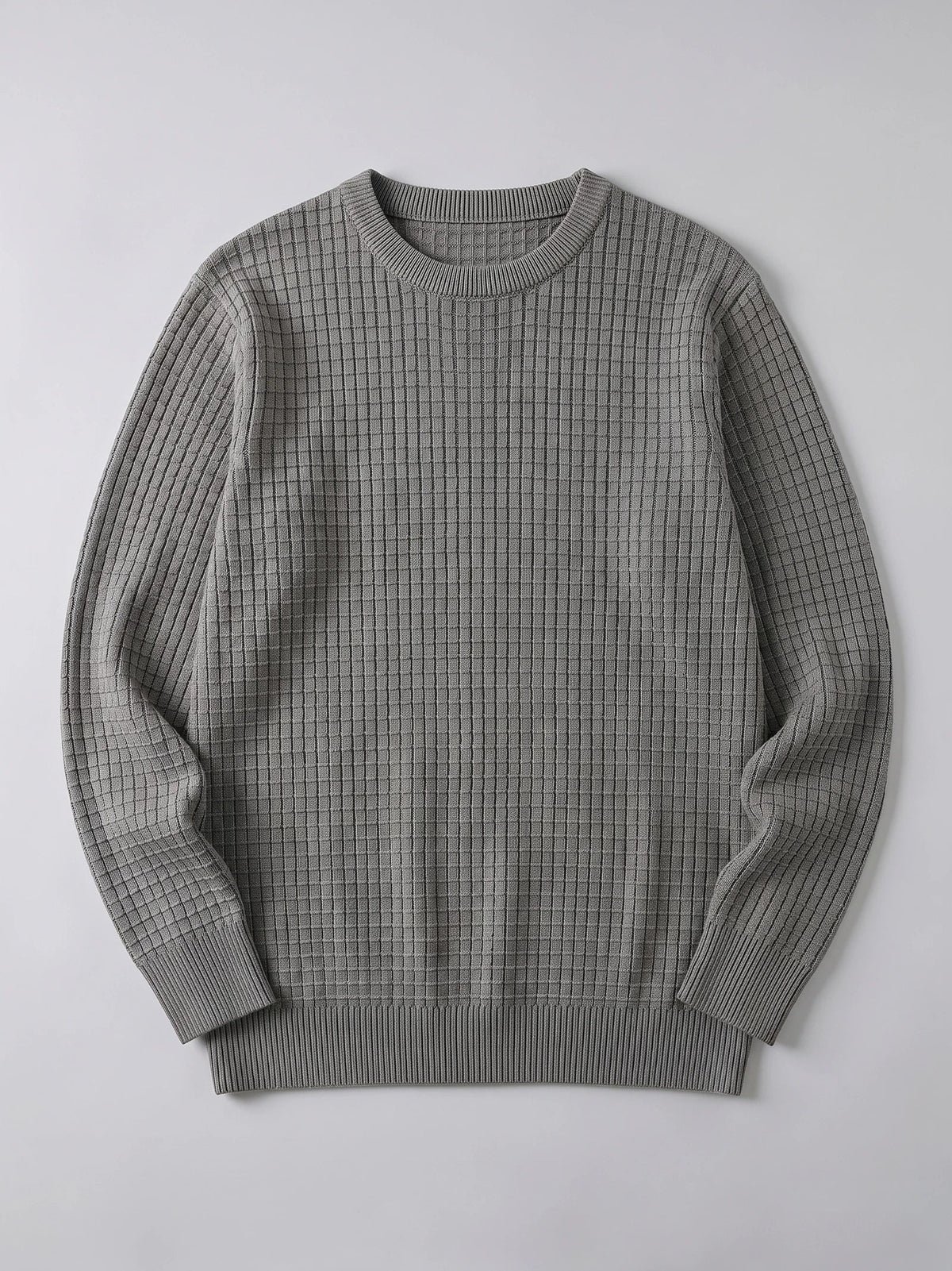 Men's solid color crewneck sweater – Gray full view – Edward & Lawsen
