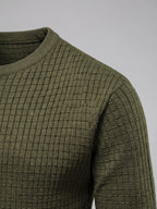 Men's solid color crewneck sweater – Green detail view – Edward & Lawsen