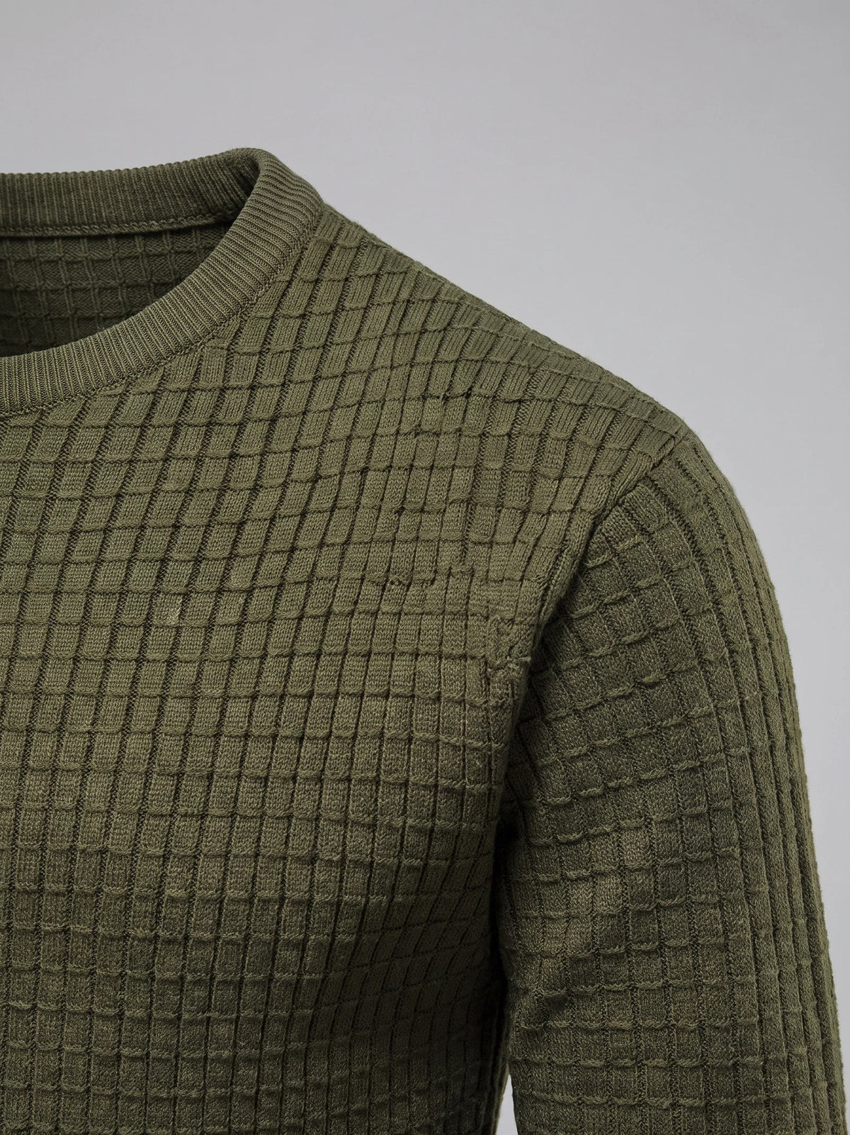 Men's solid color crewneck sweater – Green detail view – Edward & Lawsen