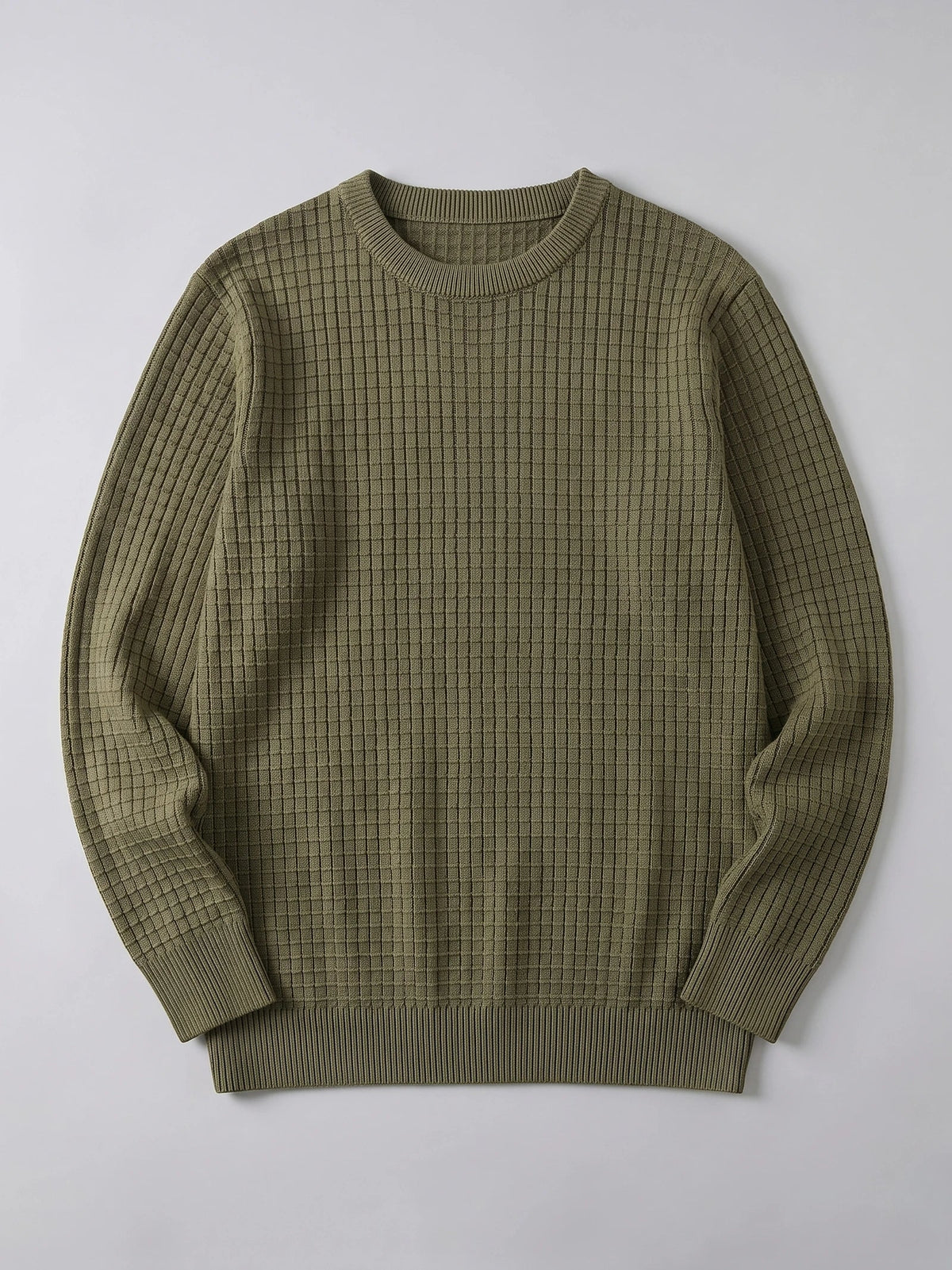 Men's solid color crewneck sweater – Green full view – Edward & Lawsen