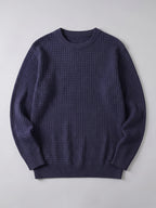 Men's solid color crewneck sweater – Navy full view – Edward & Lawsen