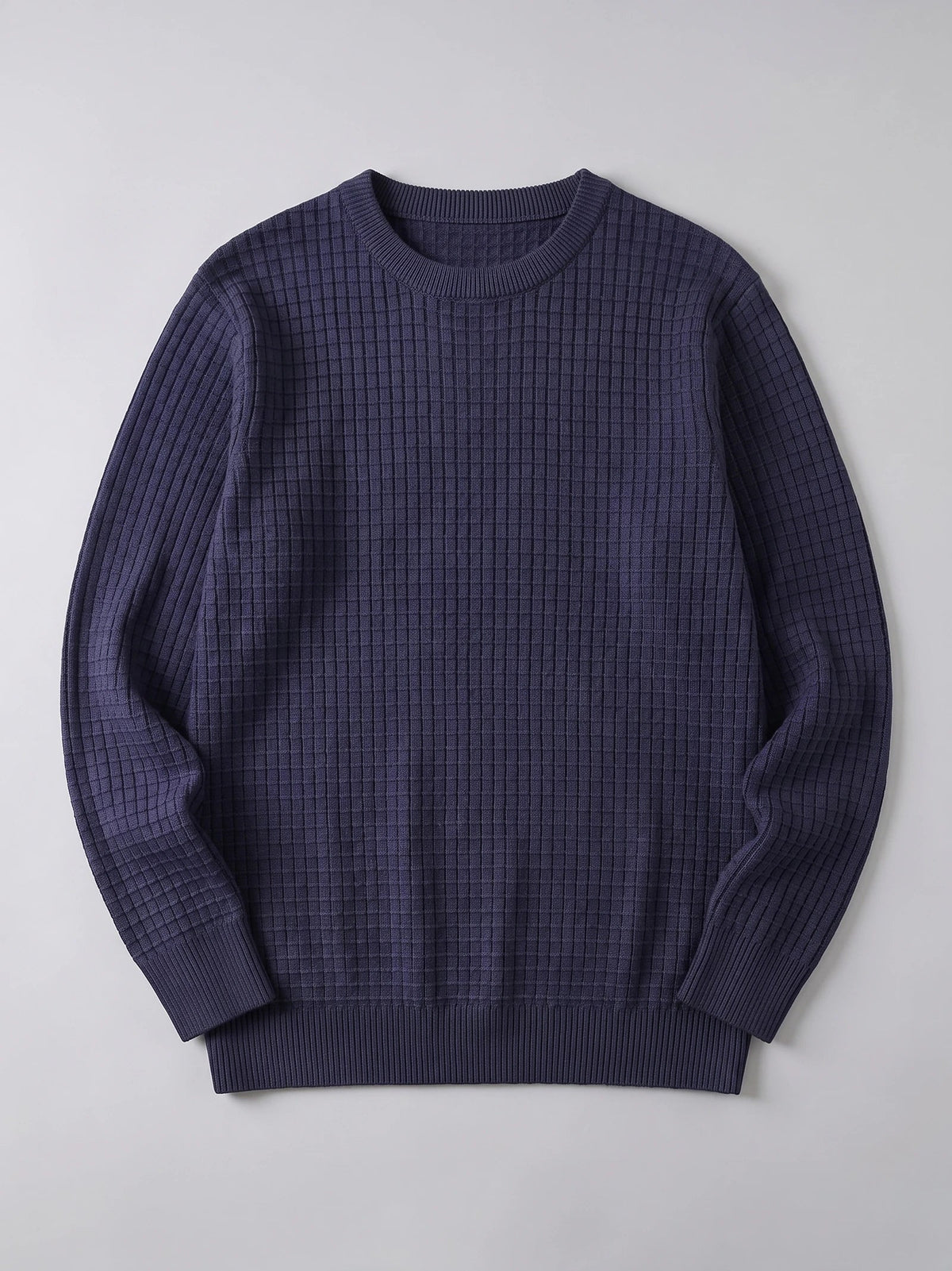 Men's solid color crewneck sweater – Navy full view – Edward & Lawsen