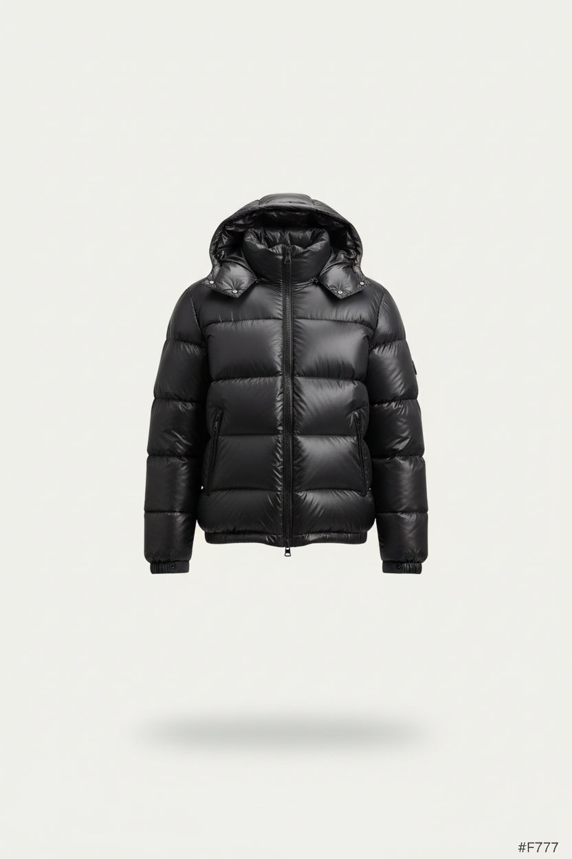 Men's sherpa-lined quilted hooded jacket – Black – Edward Lawson