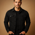 Men's regular-fit denim trucker jacket – black – Edward Lawson