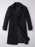 Men's double-breasted trench coat – Black full view – Edward & Lawsen