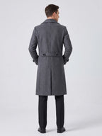 Men's double-breasted trench coat – Gray back view – Edward & Lawsen
