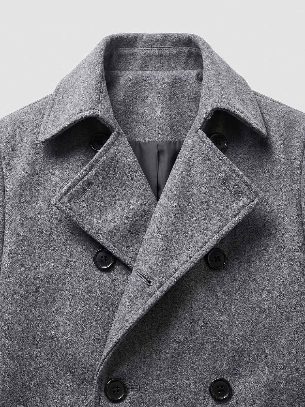 Men's double-breasted trench coat – Gray detail view – Edward & Lawsen