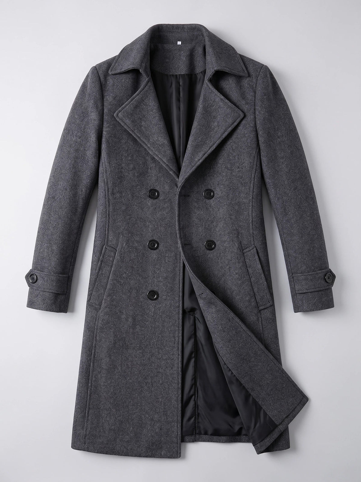 Men's double-breasted trench coat – Gray full view – Edward & Lawsen