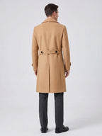 Men's double-breasted trench coat – Khaki back view – Edward & Lawsen