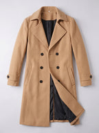 Men's double-breasted trench coat – Khaki full view – Edward & Lawsen