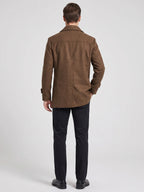 Men's double-breasted wool peacoat – Brown back view – Edward & Lawsen