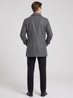 Men's double-breasted wool peacoat – Gray back view – Edward & Lawsen