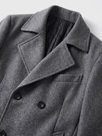 Men's double-breasted wool peacoat – Gray detail view – Edward & Lawsen
