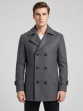 Men's double-breasted wool peacoat – Gray front view – Edward & Lawsen