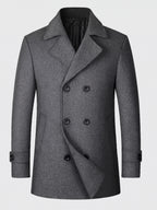 Men's double-breasted wool peacoat – Gray full view – Edward & Lawsen