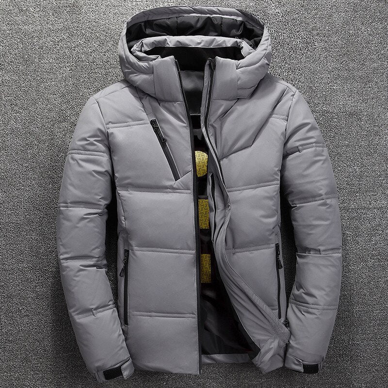 Men's detachable-hood puffer jacket – Light Grey – Edward Lawson