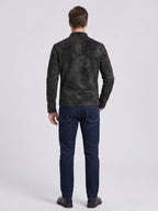 Men's faux leather motorcycle jacket – Black back view – Edward & Lawsen