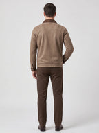 Men's faux suede jacket – Brown back view – Edward & Lawsen