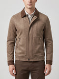 Men's faux suede jacket – Brown front view – Edward & Lawsen