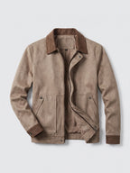 Men's faux suede jacket – Brown full view – Edward & Lawsen