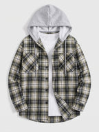 Men's hooded plaid flannel jacket – Green full view – Edward & Lawsen