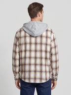 Men's hooded plaid flannel jacket – Yellow back view – Edward & Lawsen