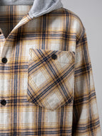 Men's hooded plaid flannel jacket – Yellow detail view – Edward & Lawsen