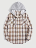 Men's hooded plaid flannel jacket – Yellow full view – Edward & Lawsen