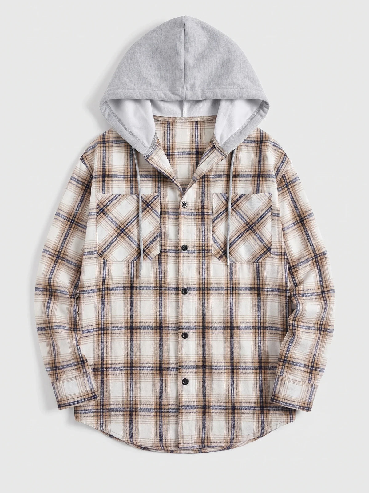 Men's hooded plaid flannel jacket – Yellow full view – Edward & Lawsen