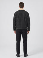 Men's fleece cargo jacket – Black back view – Edward & Lawsen