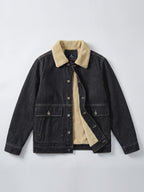 Men's fleece cargo jacket – Black full view – Edward & Lawsen