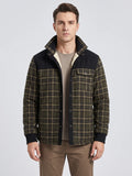 Men's fleece-lined plaid shirt jacket – Green front view – Edward & Lawsen
