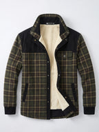 Men's fleece-lined plaid shirt jacket – Green full view – Edward & Lawsen