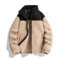 Men's color-block fleece zip-up jacket – beige – Edward Lawson